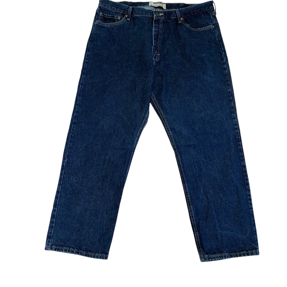 Men's Wrangler Dark Blue Jeans Size 40X30 Zip Fly 100% Cotton